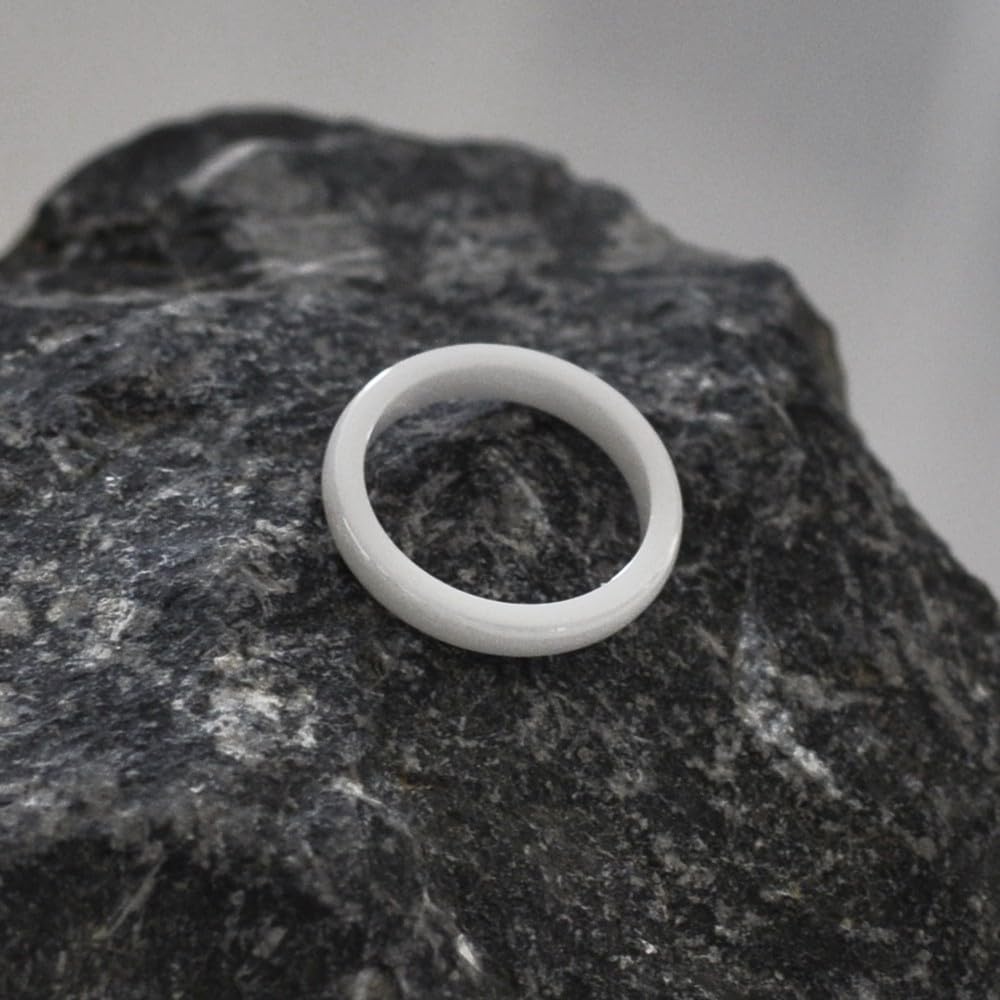 White Ceramic 3mm Ring for Women - Minimalist Wedding Band, Stackable Ring, Anniversary Gift - Perfect for Everyday Wear, Engagement & Special Occasions