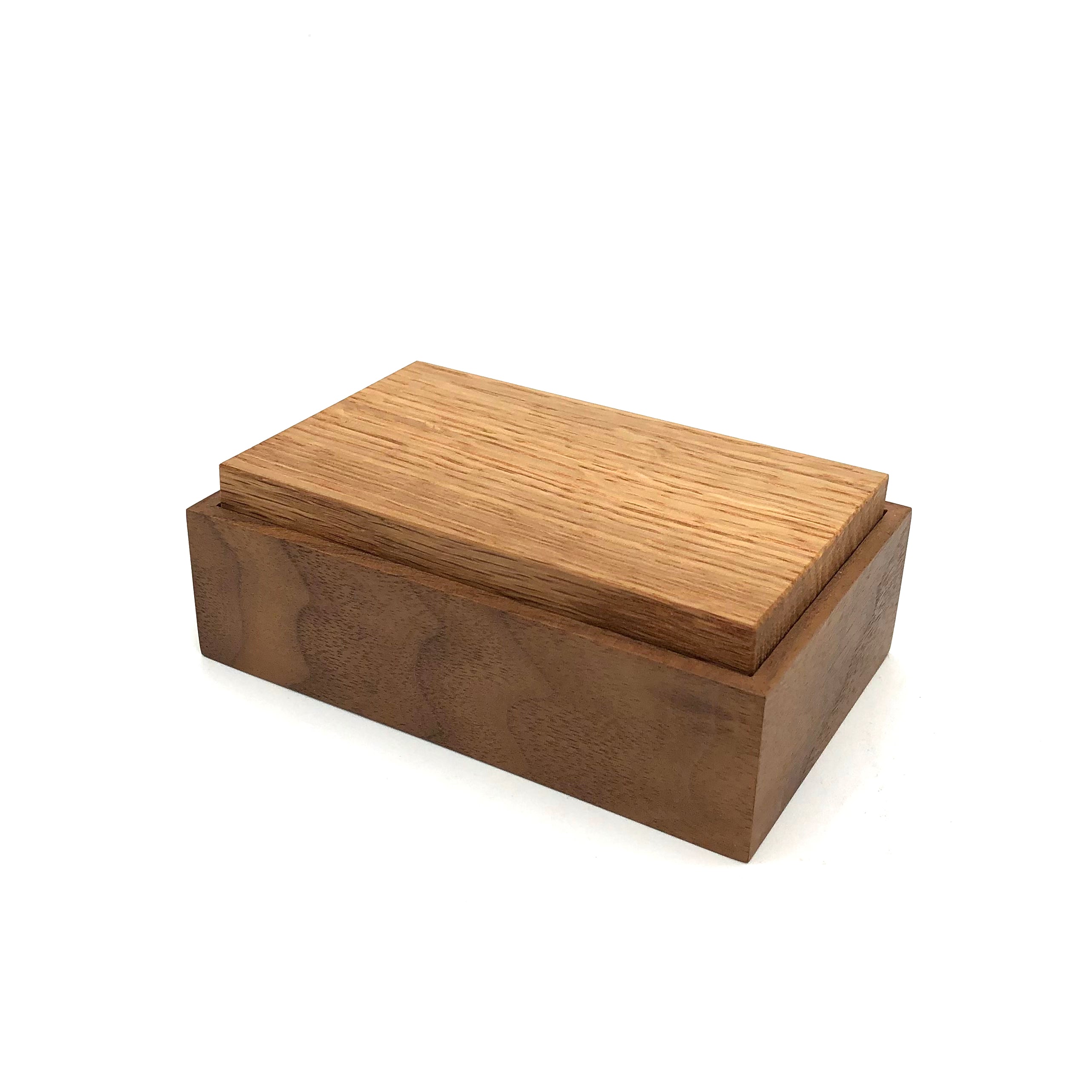 Young Fine Woodcraft Handmade Shellacked Wood Jewelry Box - Small Size for Rings & Earrings (Walnut, Oak) #JB02 - Perfect Gift for Women, Birthday & Anniversary Present