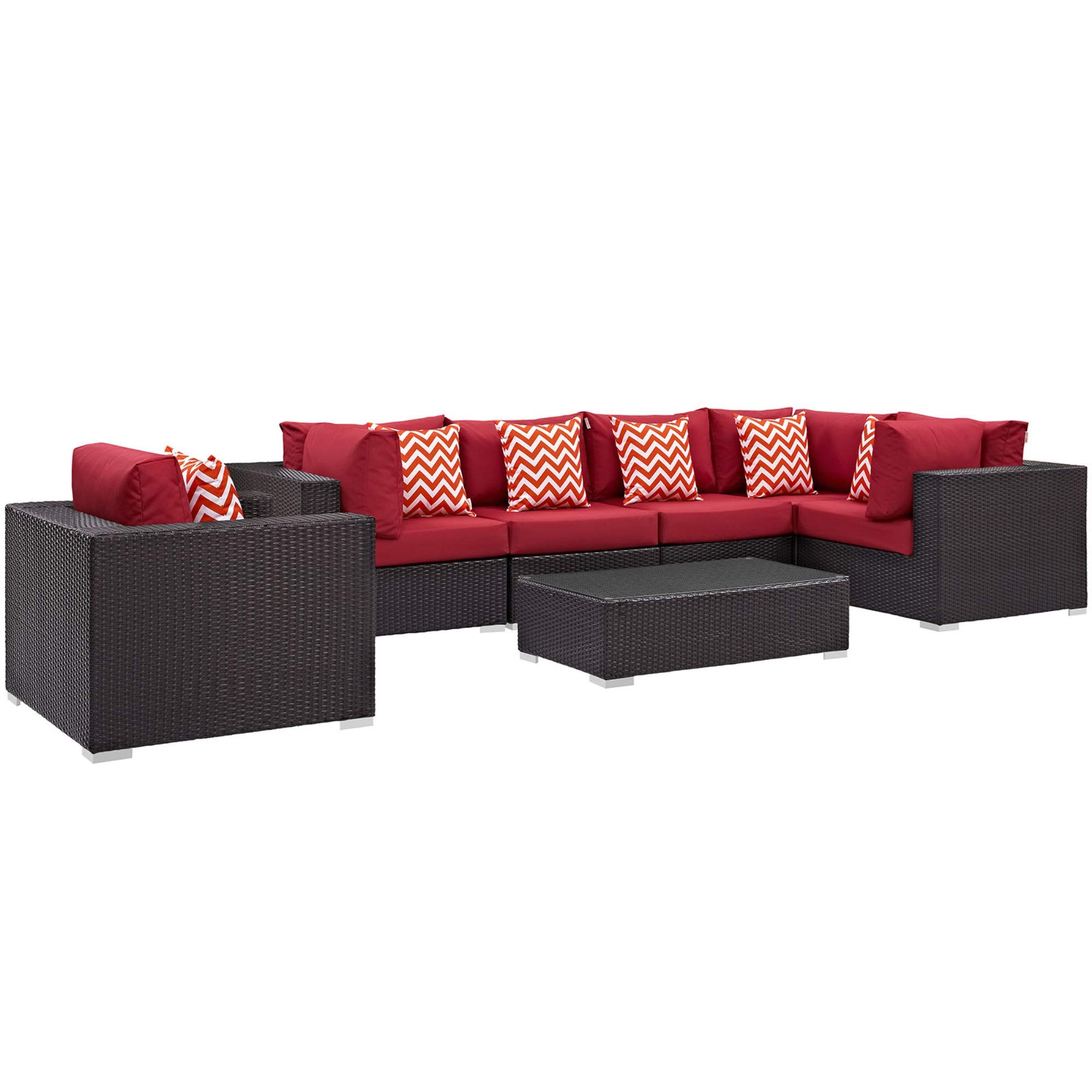 Ergode Convene Outdoor Sectional Sofa Set - Durable Rattan Weave & Weather-Resistant Cushions - Adjustable Modular Design for Patio, Backyard, Poolside - Perfect for Outdoor Entertaining and Relaxation