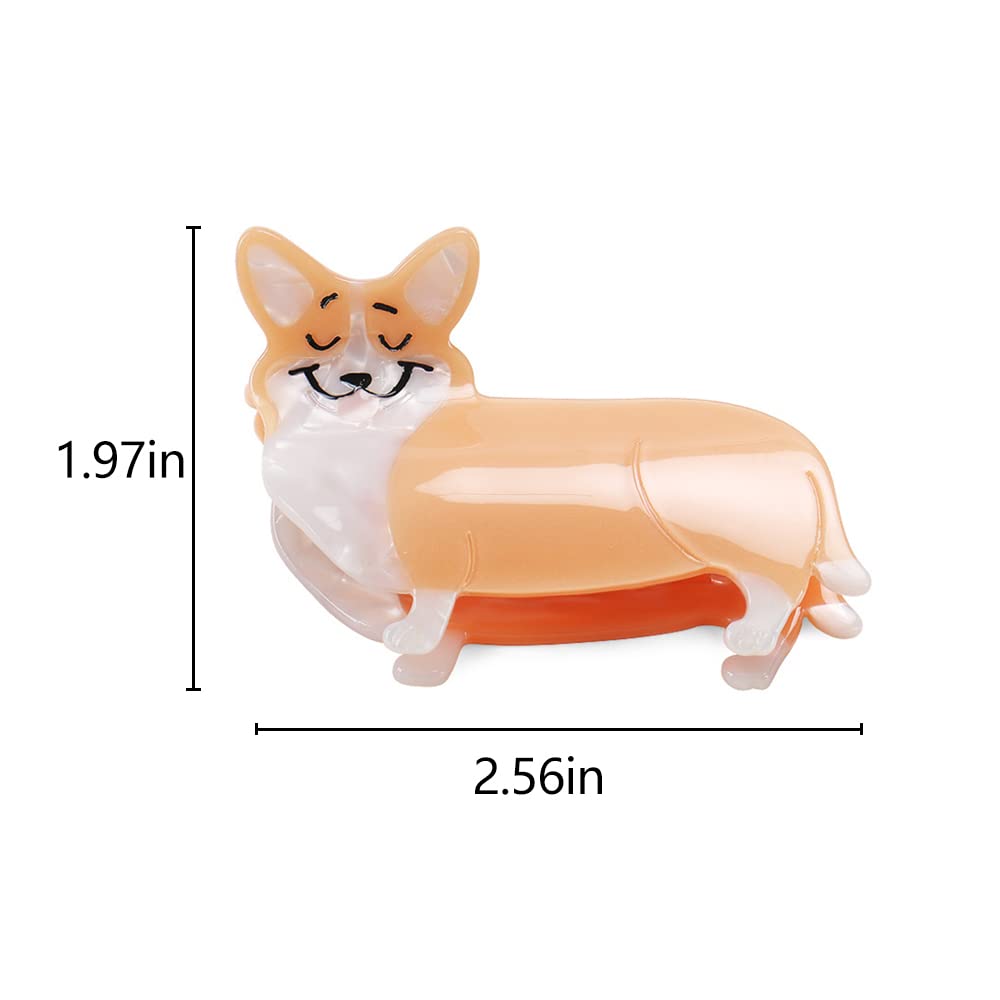 Cute Corgi Dog Hair Clips for Women & Girls - Small Acetate Claw Clips for Fine Hair - Perfect for School, Work, Parties & Everyday Styling