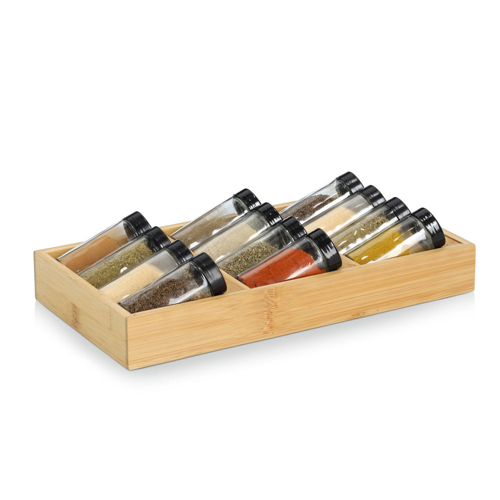13-Piece Drawer Spice Rack Organizer Set - Expandable Kitchen Storage for Spices, Jars & Bottles - Perfect for Pantry, Cabinet or Countertop Organization