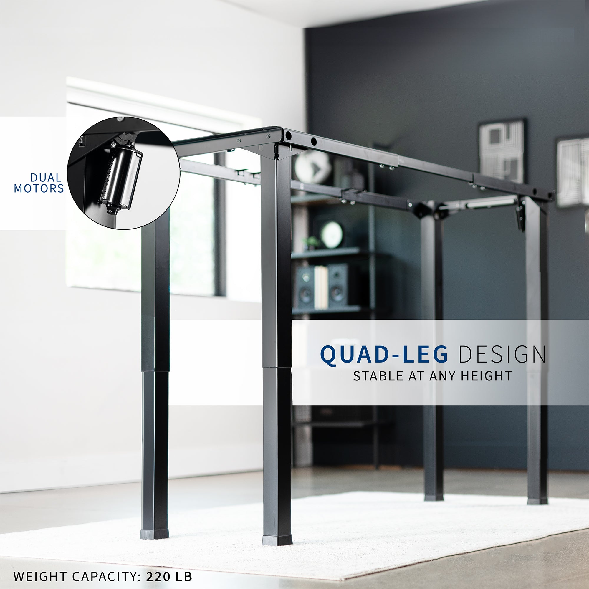 Electric Height Adjustable Standing Desk Frame with Dual Motors - Perfect for Home Office, Gaming & Workspace Ergonomics