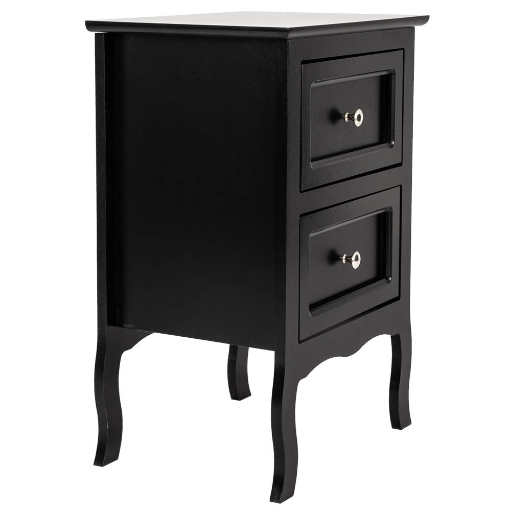 Modern Nightstand with 2-Tier Storage - Black End Table for Bedroom, Living Room & Office - Compact Side Table with Open Shelves for Books, Alarm Clock & Bedroom Essentials
