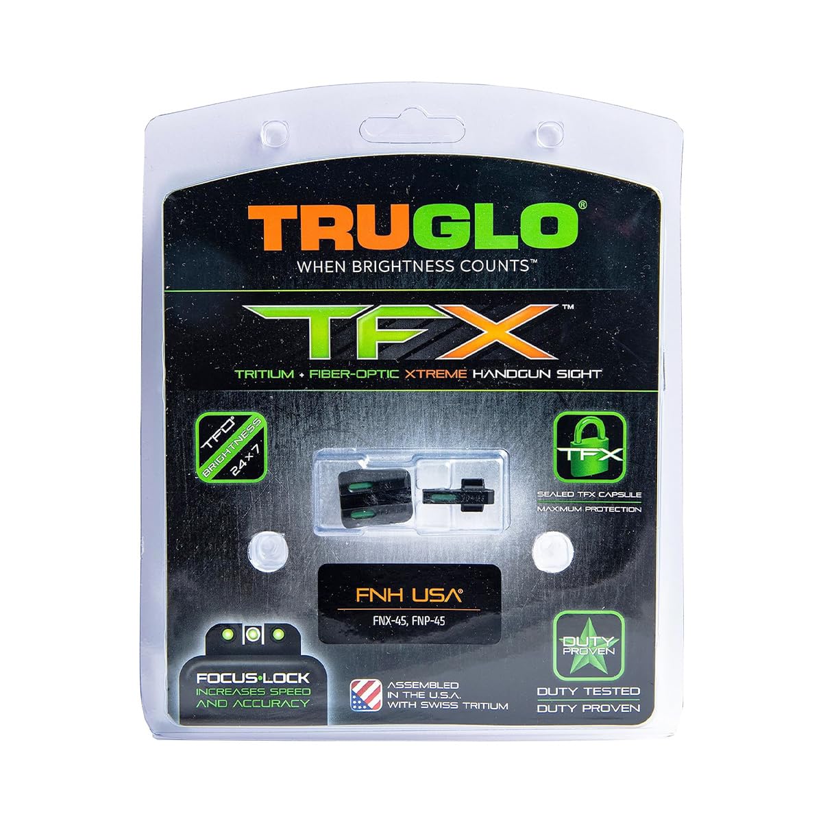 TRUGLO TFX Handgun Sight - Durable Shock-Resistant Compact Tritium & Fiber-Optic Sight for Pistols - Bright Glow for Day & Night Use - Perfect for Home Defense, Tactical Training and Concealed Carry