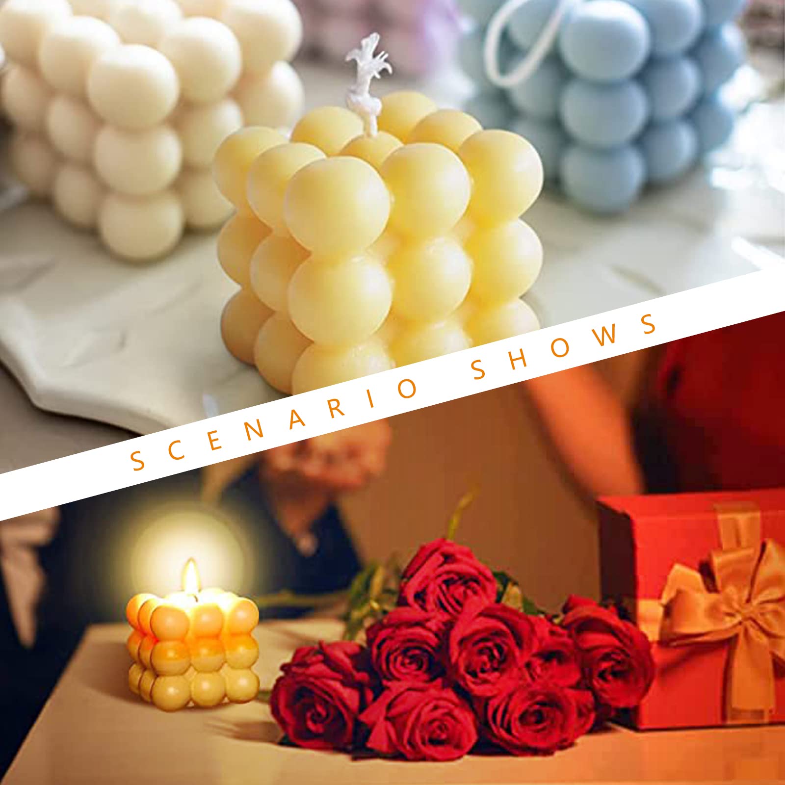 Premium 6-Cavity Silicone Bubble Candle Molds for DIY Candle Making - 3D Wax Melt Molds for Unique Handmade Candles, Home Decor & Craft Projects (Style A, White) - Perfect for Birthday Gifts, Wedding Decorations & Aromatherapy Candles