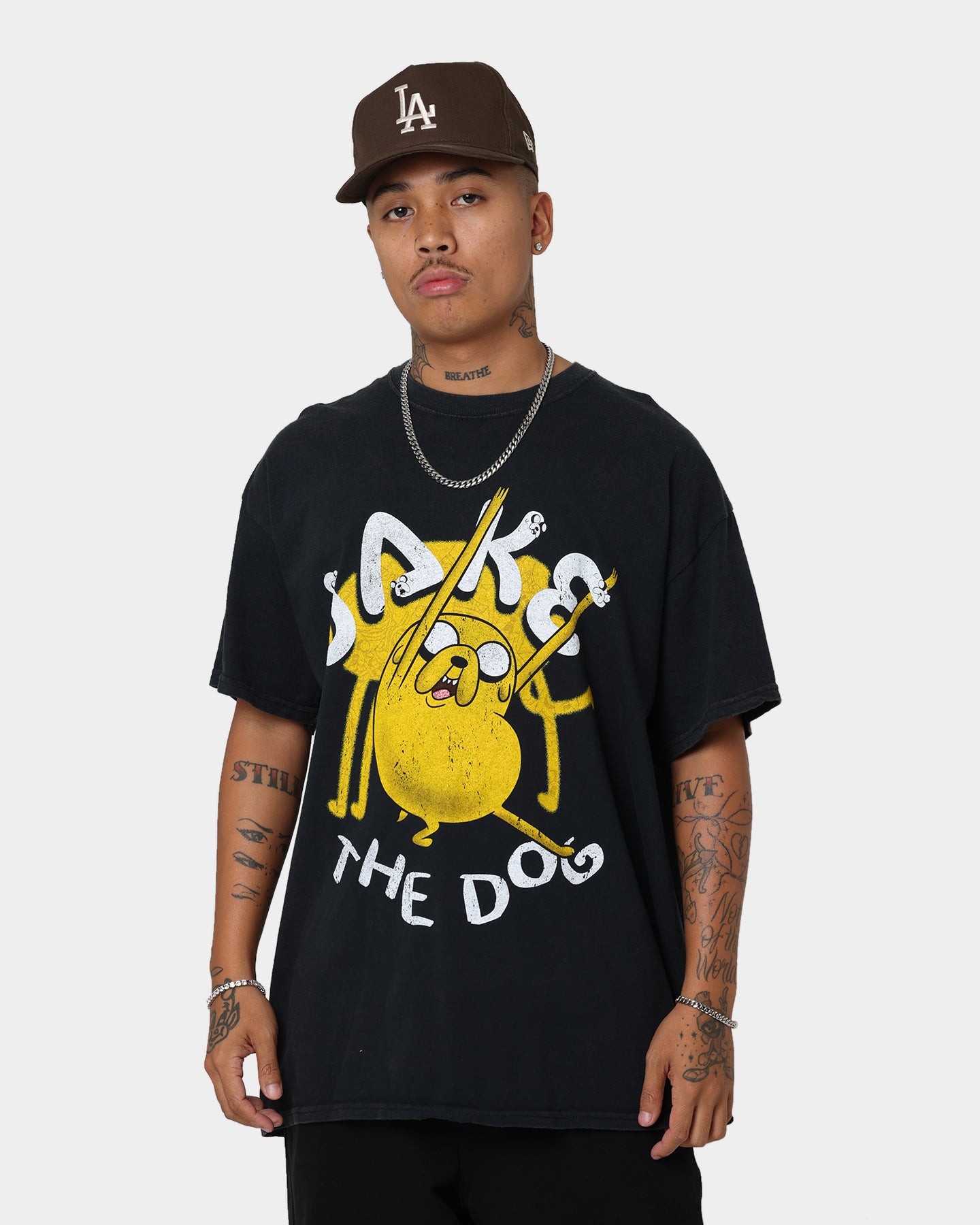 Vintage Jake The Dog T-Shirt from Adventure Time - Black Wash Retro Graphic Tee for Men & Women - Perfect for Casual Wear, Cosplay, and Fan Merchandise