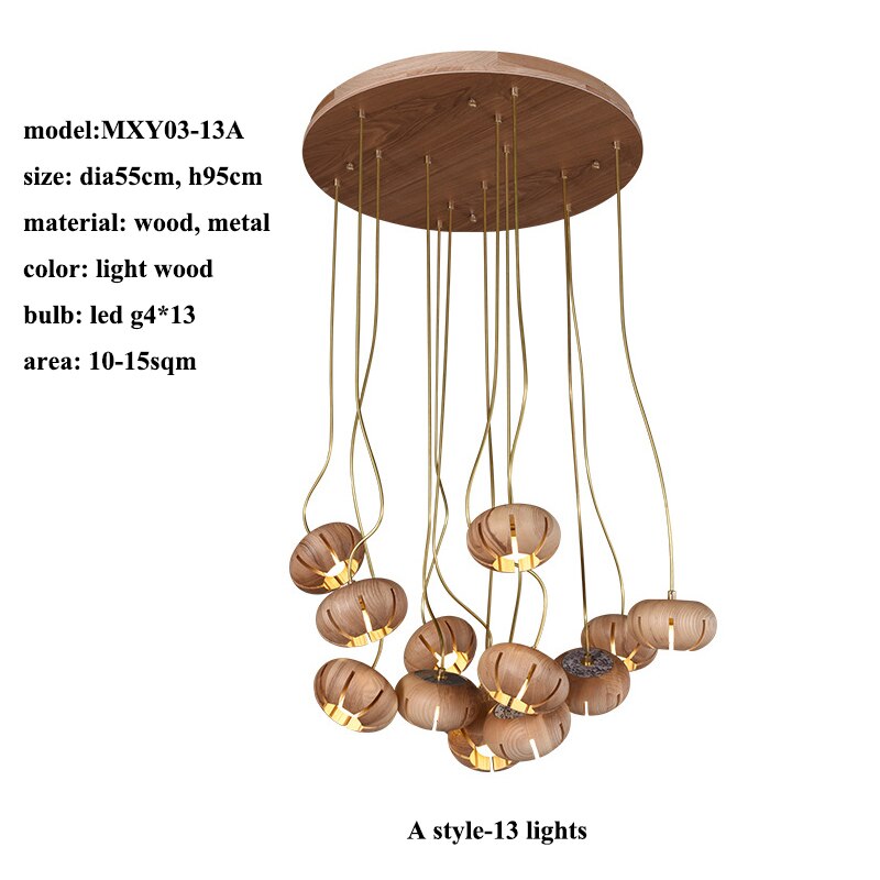 Elegant Wooden LED Chandelier - Modern Rustic Ceiling Light Fixture with Warm White Lighting | Perfect for Dining Room, Bedroom or Cabin Decor