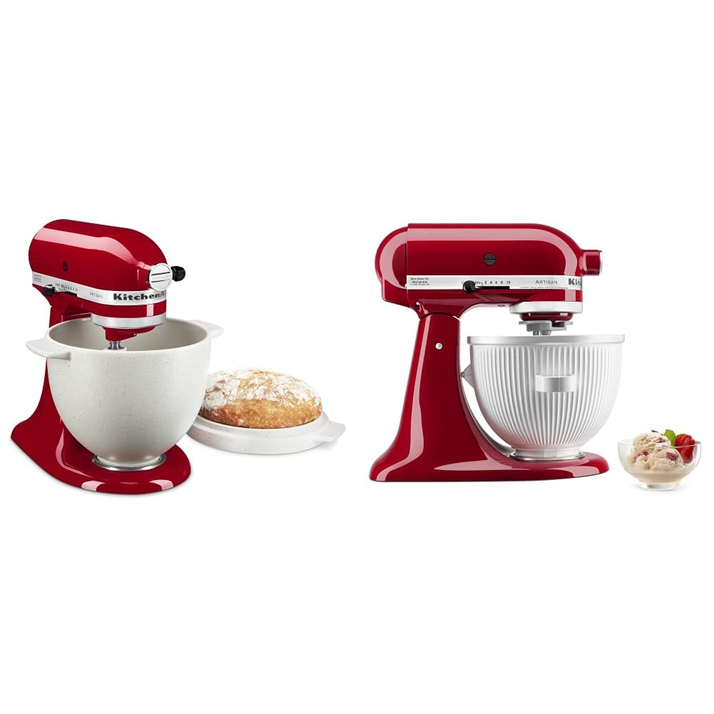 KitchenAid 2 Quart White Bread Bowl with Baking Lid & Ice Cream Maker Attachment - Stand Mixer Accessory for Homemade Bread, Pizza Dough & Ice Cream - Perfect for Baking, Cooking & Dessert Making