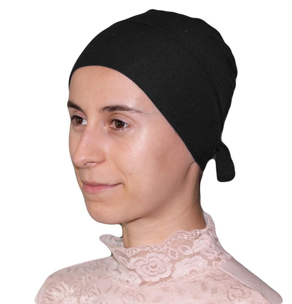 Luxury Jersey Hijab Bonnet Underscarf - Soft Muslim Head Covering for Women, Breathable & Comfortable - Perfect for Prayer, Sleep & Everyday Wear - Black