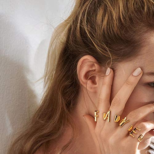 Silver & Gold Initial Letter Rings for Women - Bold Alphabet Jewelry Set, Singer & Fan Gifts, Perfect for Outfits & Special Occasions | Elegant Stackable Rings for Daily Wear & Photo Albums