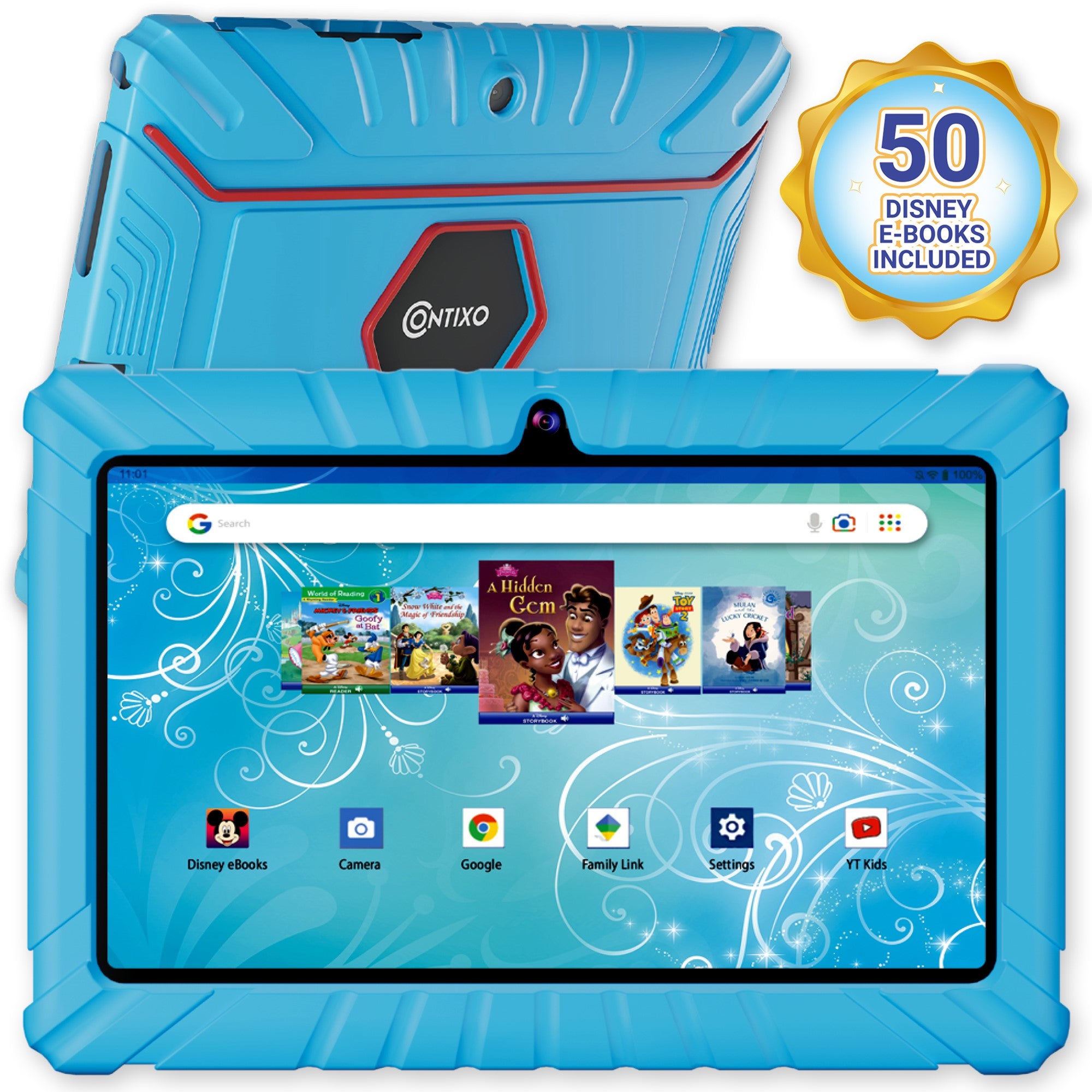 Contixo V8 2 32GB Kids Learning Tablet with 50 Disney eBooks - Blue | Educational Tablet for Children | Perfect for Homeschooling & Travel Entertainment