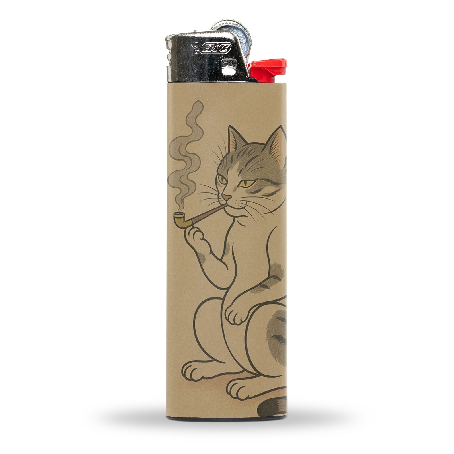 Japanese Cat Smoking a Pipe Lighter - Vintage Style Novelty Cigarette Lighter - Perfect for Gifts, Collectors, and Smoking Accessories Enthusiasts