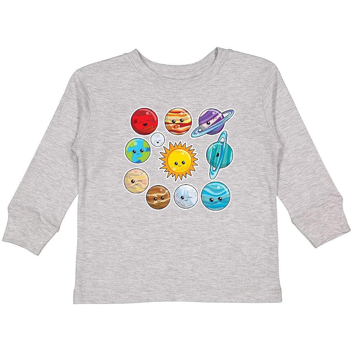 Inktastic Happy Sun Moon and Planets Toddler Long Sleeve T-Shirt - Cute Space Themed Kids Tee for Boys & Girls - Perfect for Playdates, School, and Family Outings