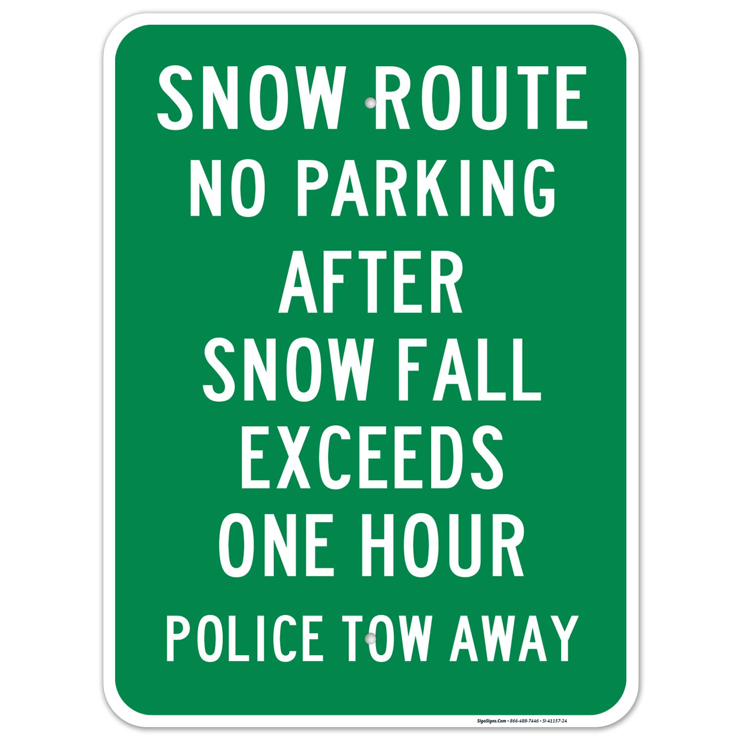 No Parking After Snowfall Sign - 18x24 Inches Rust-Free .063 Aluminum, Fade Resistant - Easy Mounting for Indoor/Outdoor Use - Made in USA - Perfect for Driveways, Parking Lots & Winter Road Safety