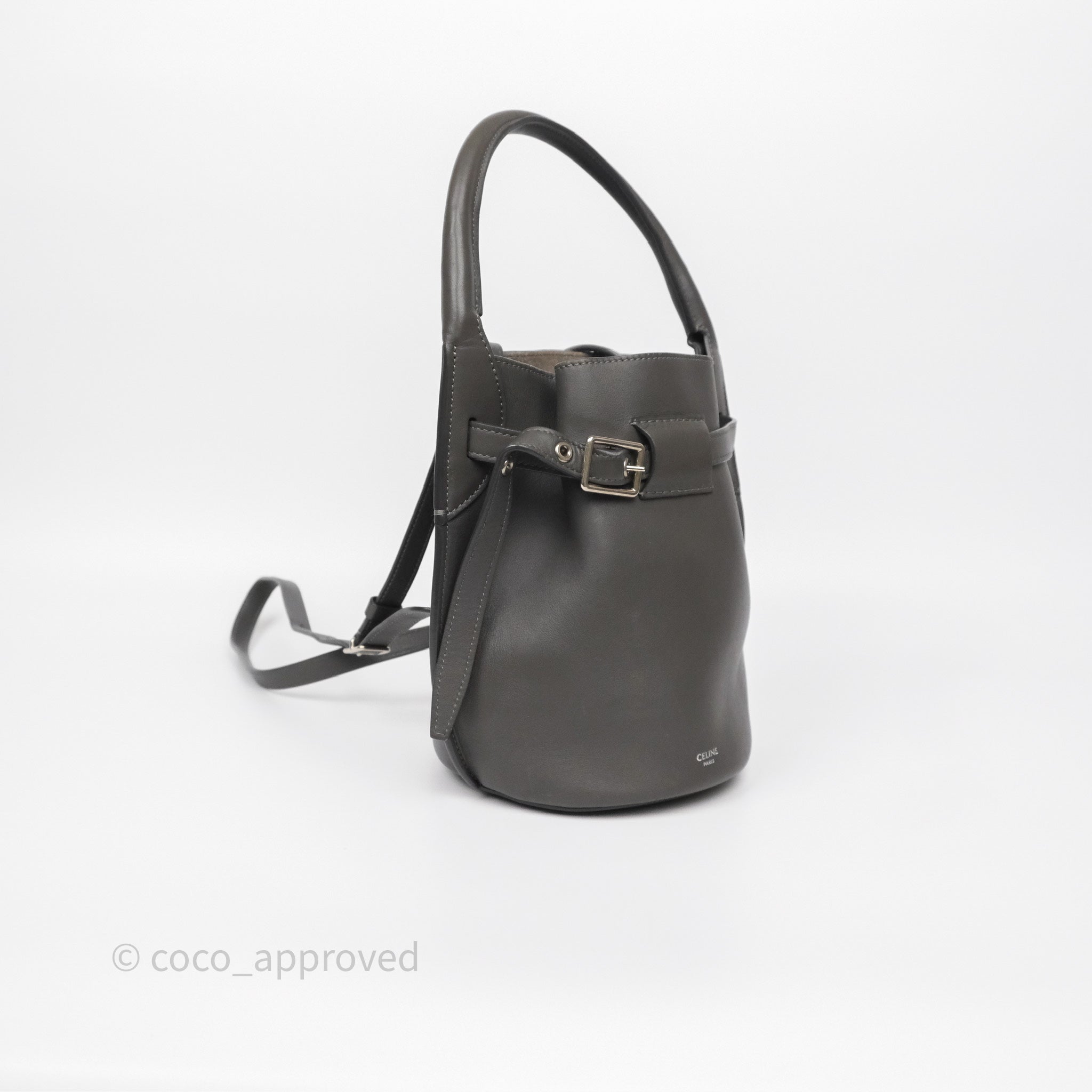 Celine Nano Bucket Bag in Grey Smooth Calfskin Leather - Women's Luxury Shoulder Handbag for Work, Travel & Everyday Use
