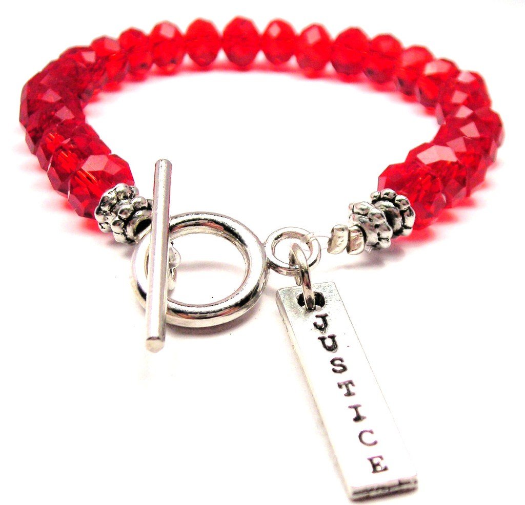 Justice Crystal Toggle Bracelet in Crimson Red - Elegant Adjustable Beaded Bracelet for Women, Perfect for Parties, Weddings & Everyday Wear