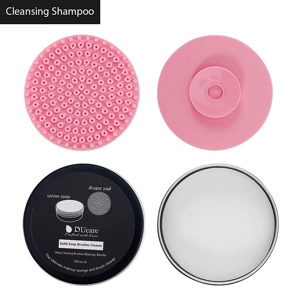 DUcare Solid Makeup Brush Cleaner Shampoo Soap with Cleaning Mat - Deep Cleansing for Cosmetic Brushes & Sponges | Perfect for Professional Makeup Artists & Home Beauty Routines