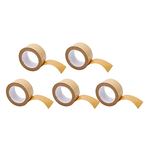 Eco-Friendly Kraft Paper Packing Tape - 5PCS High Adhesive Self-Stick Packaging Tape for Shipping Boxes | Biodegradable & Strong Seal for Mailing, Moving & Storage