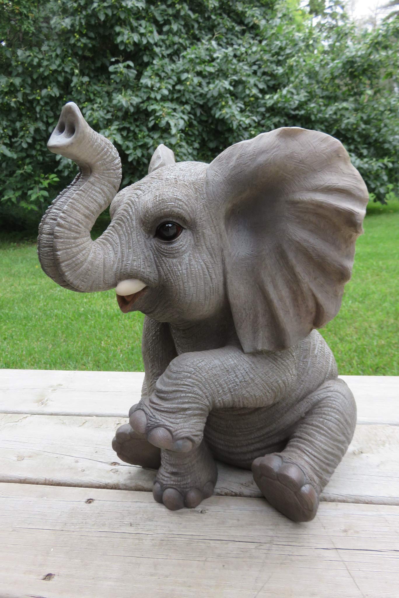 Handcrafted Sitting Elephant Baby Statue with Raised Trunk - Perfect for Nursery Decor, Baby Shower Gifts & Feng Shui Home Accessories