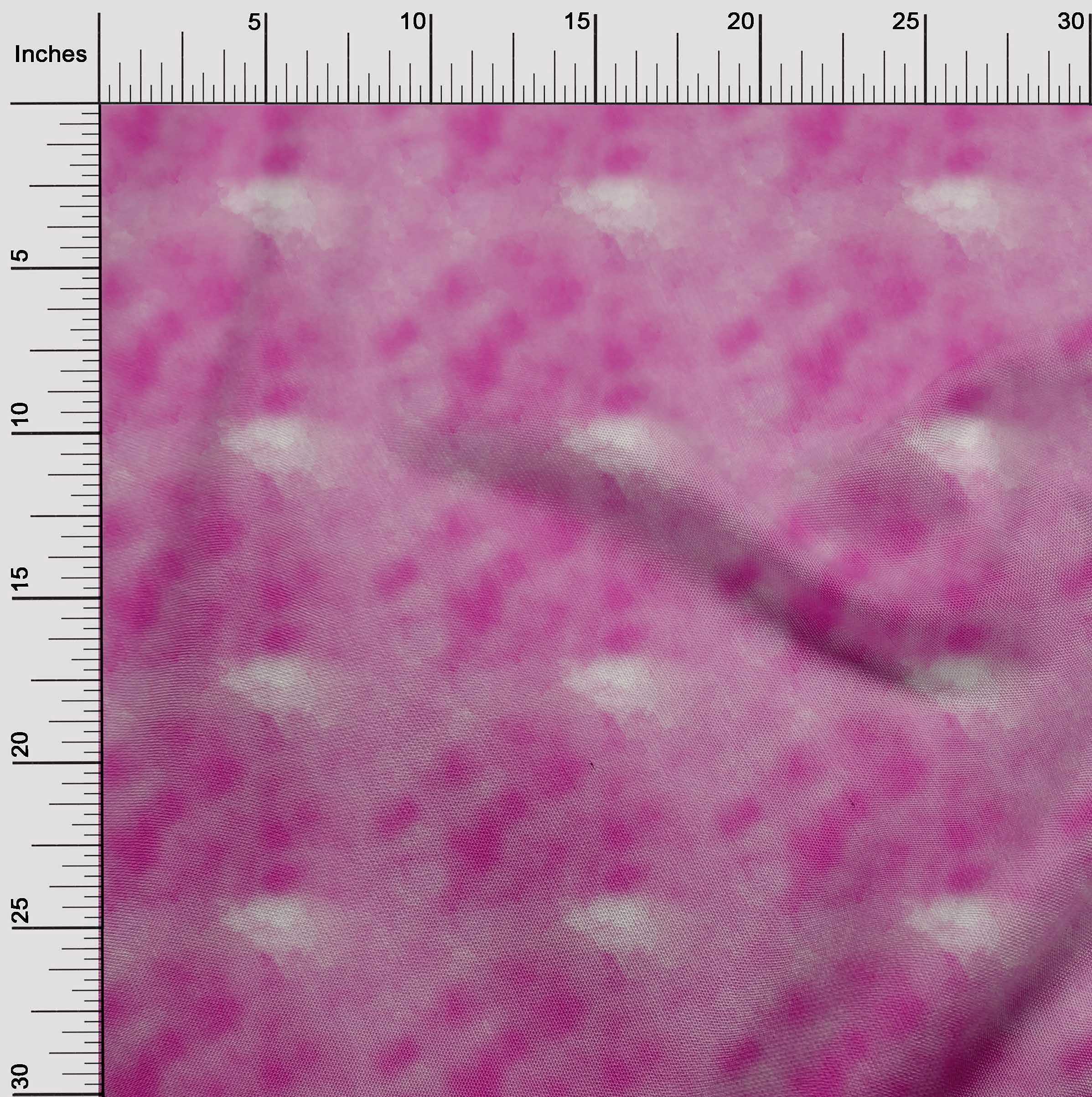oneOone Georgette Viscose Fuschia Pink Abstract Smoke Print Fabric by The Yard - 42 Inch Wide Dress Material for Evening Gowns, Scarves & Home Decor