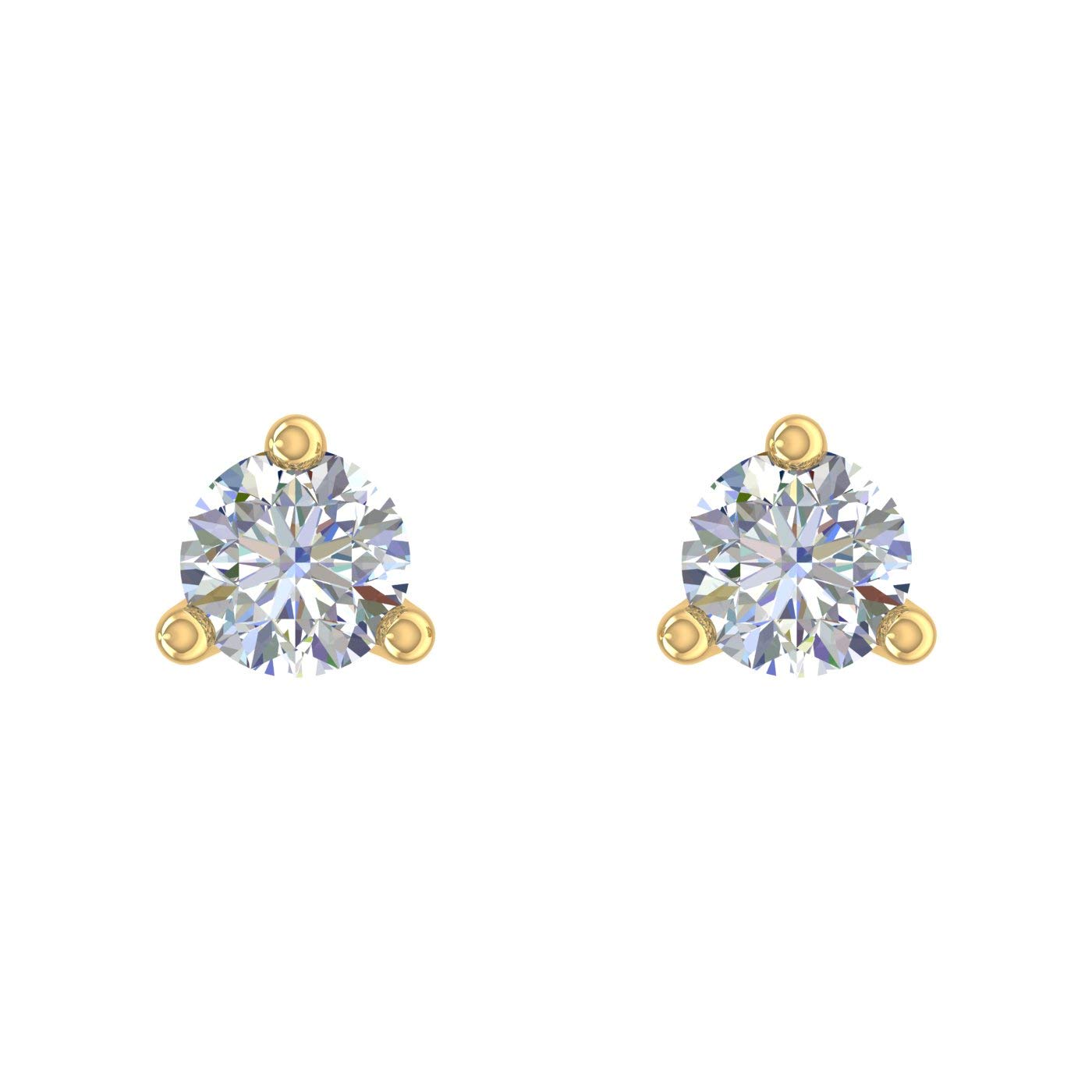 1/10 Carat 3-Prong Diamond Tiny Stud Earrings in 14K Gold - Elegant Minimalist Earrings for Women, Perfect for Everyday Wear, Work & Special Occasions
