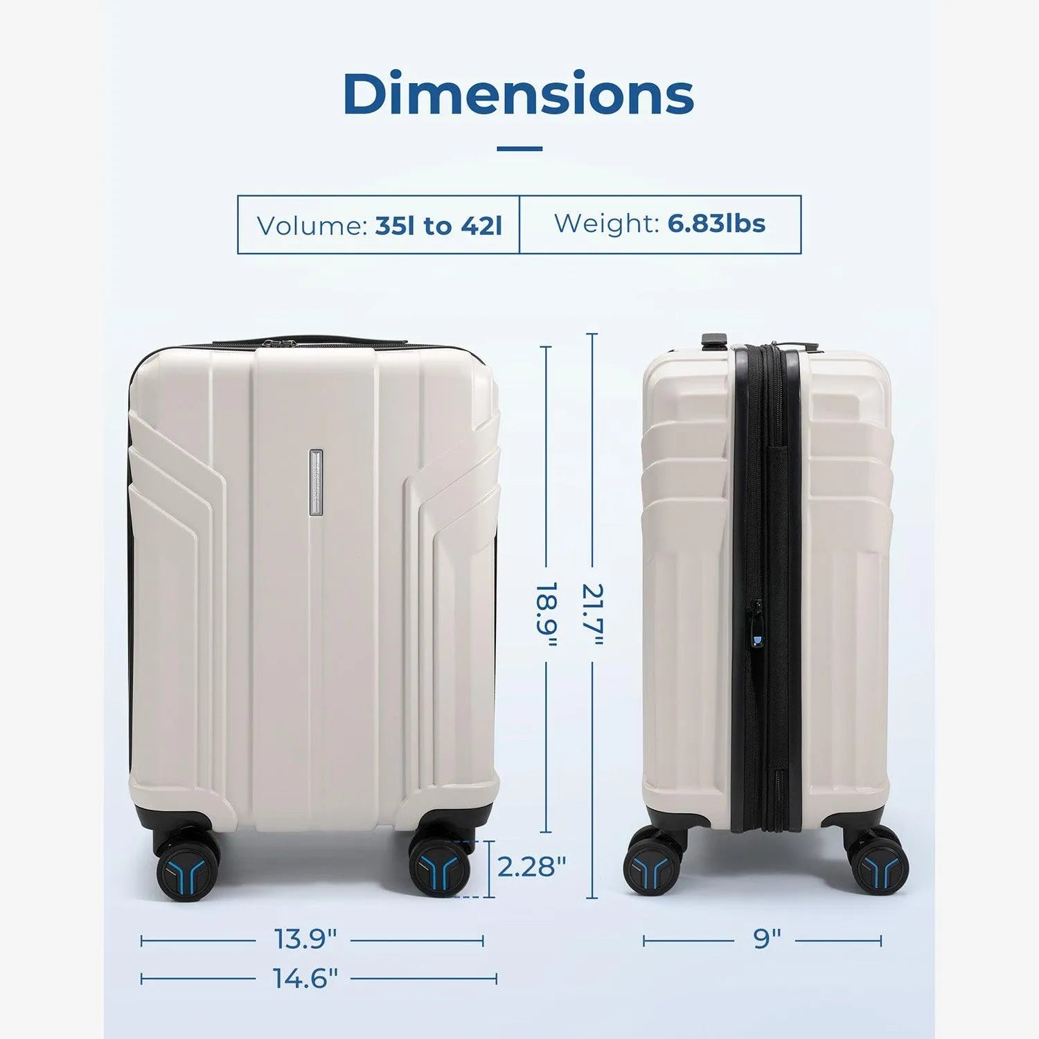 Jetsetter 20 Inch Expandable PC Hard Shell Spinner Luggage - Lightweight Carry-On Suitcase for Air Travel, Business Trips & Weekend Getaways