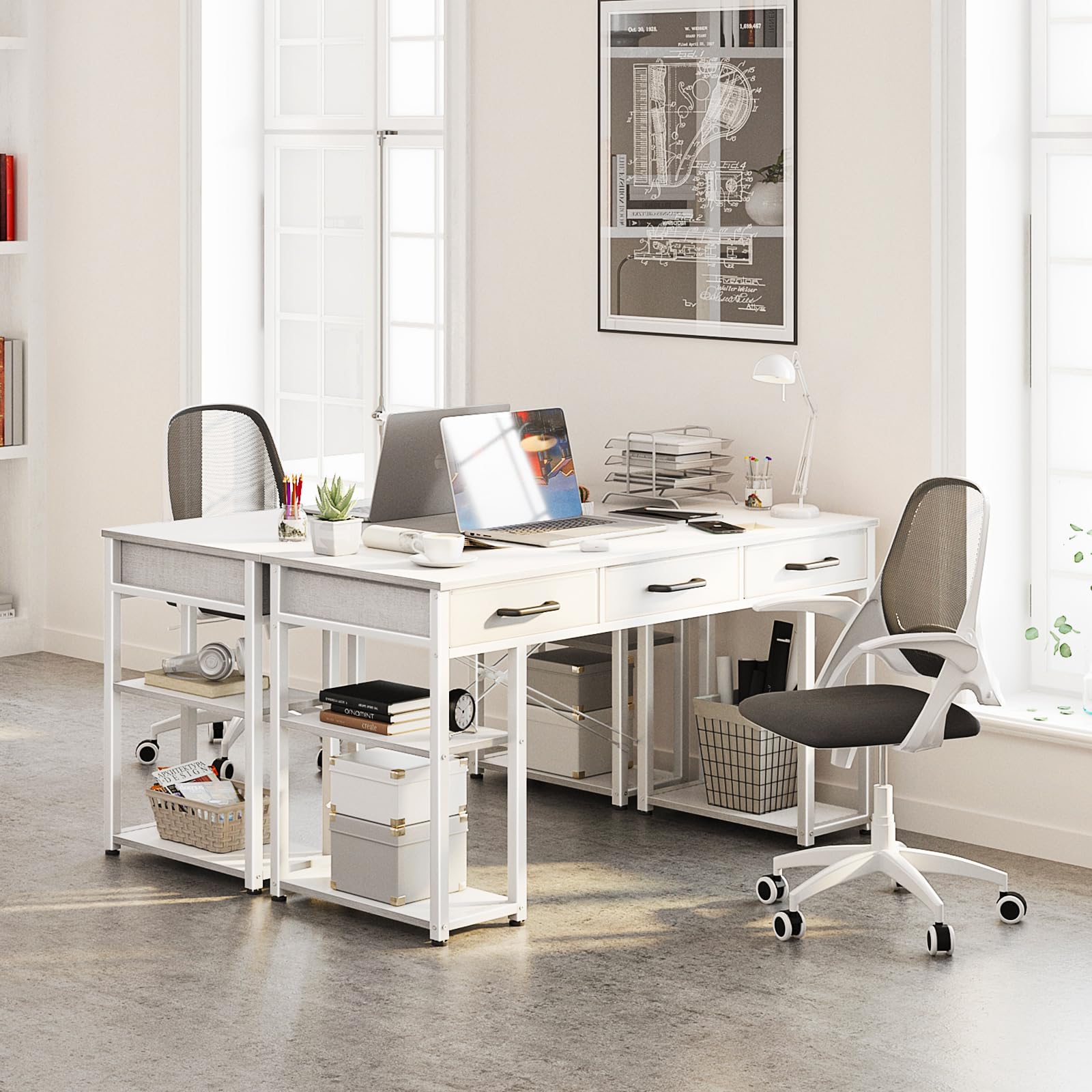 ODK Modern White Small Computer Desk 48
