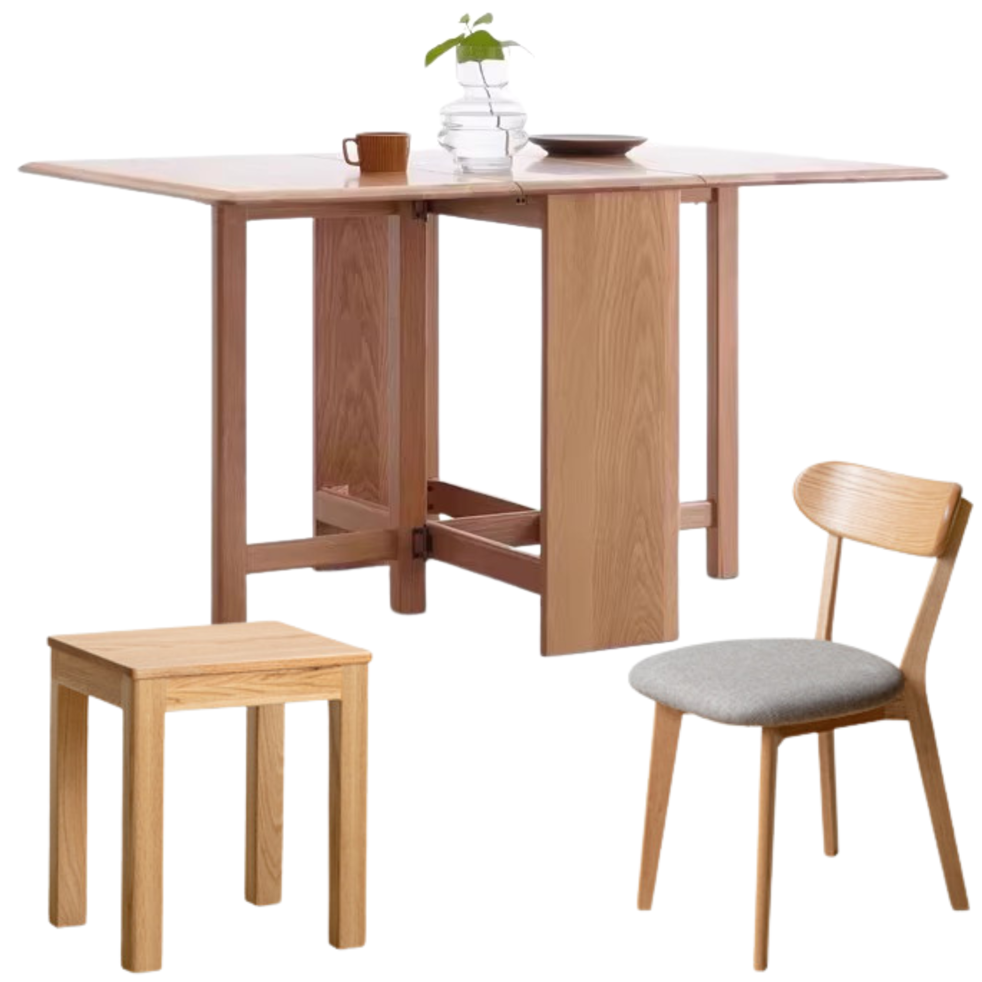 **Solid Oak Wood Extendable Dining Table - Expandable for 6 to 8 Seats - Perfect for Small Spaces & Entertaining Guests**