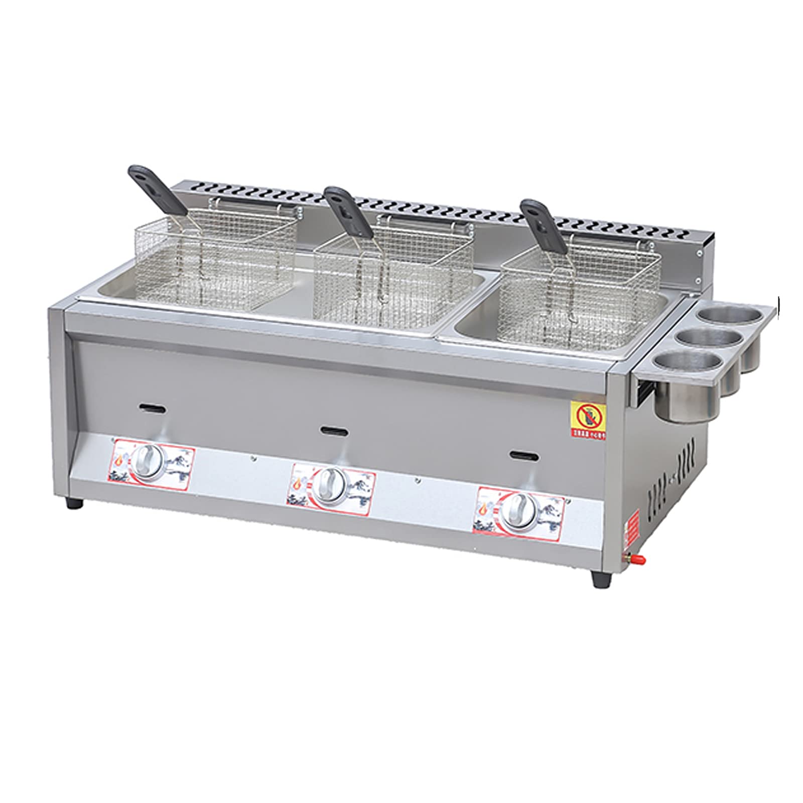 ARCH Commercial Gas Fryer - Stainless Steel Countertop Deep Fat Fryer with Basket & Seasoning Trough, Adjustable Firepower for Restaurant & Home Use - Perfect for Fries, Chips, Chicken Wings & More