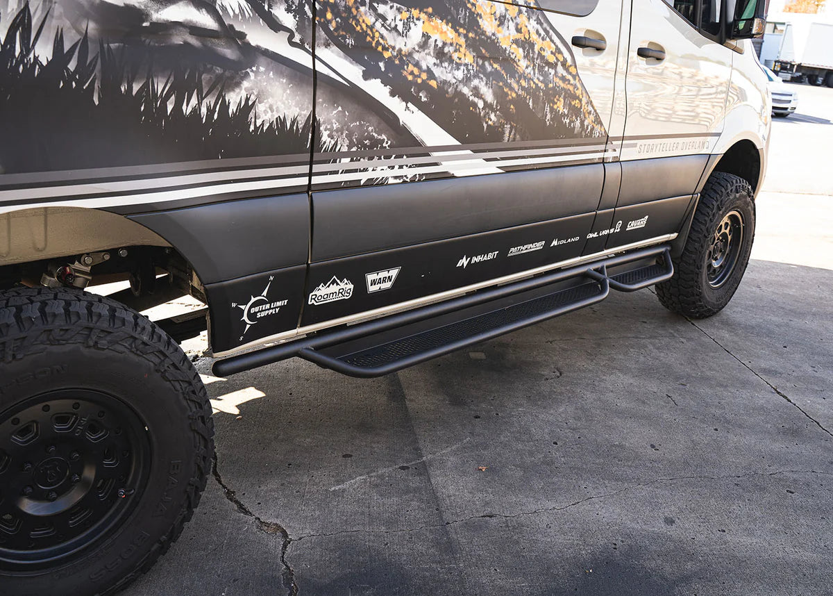 ROAMBUILT Tubular Side Step for 2007-2023 Mercedes Sprinter Van - Passenger Side Running Board - Easy Installation & Durable Design - Perfect for Camping, RV & Van Life Adventures