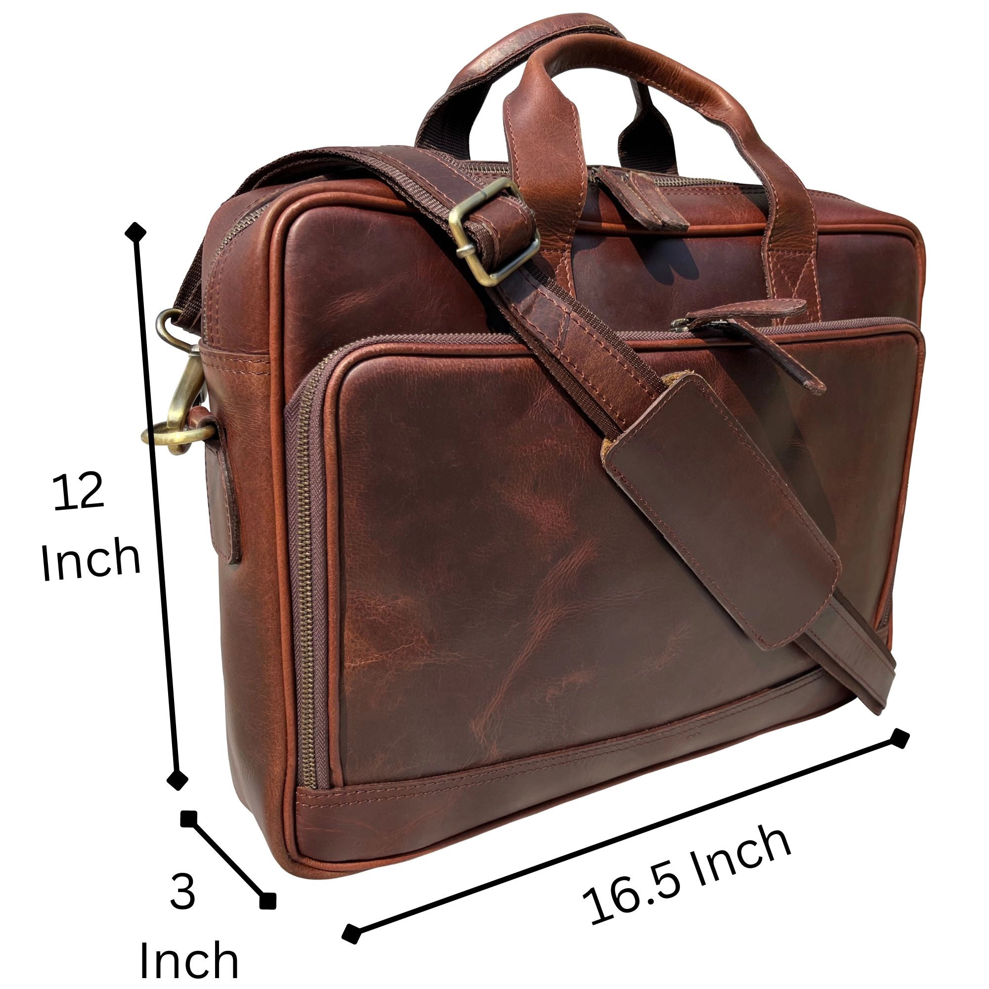 Premium Genuine Leather Briefcase for Men - Professional Laptop Messenger Bag for Business, Office & Travel - Perfect for Work Commute & Business Trips