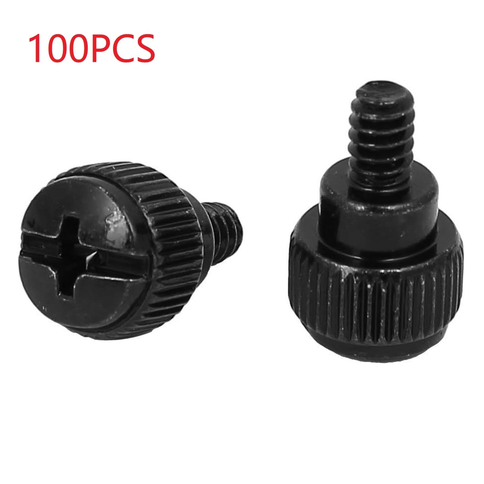 100pcs 6-32 Black Zinc Plated Knurled Phillips Head Thumb Screws for PC Computer Case - Perfect for PC Building, Hardware Repair & DIY Electronics Projects