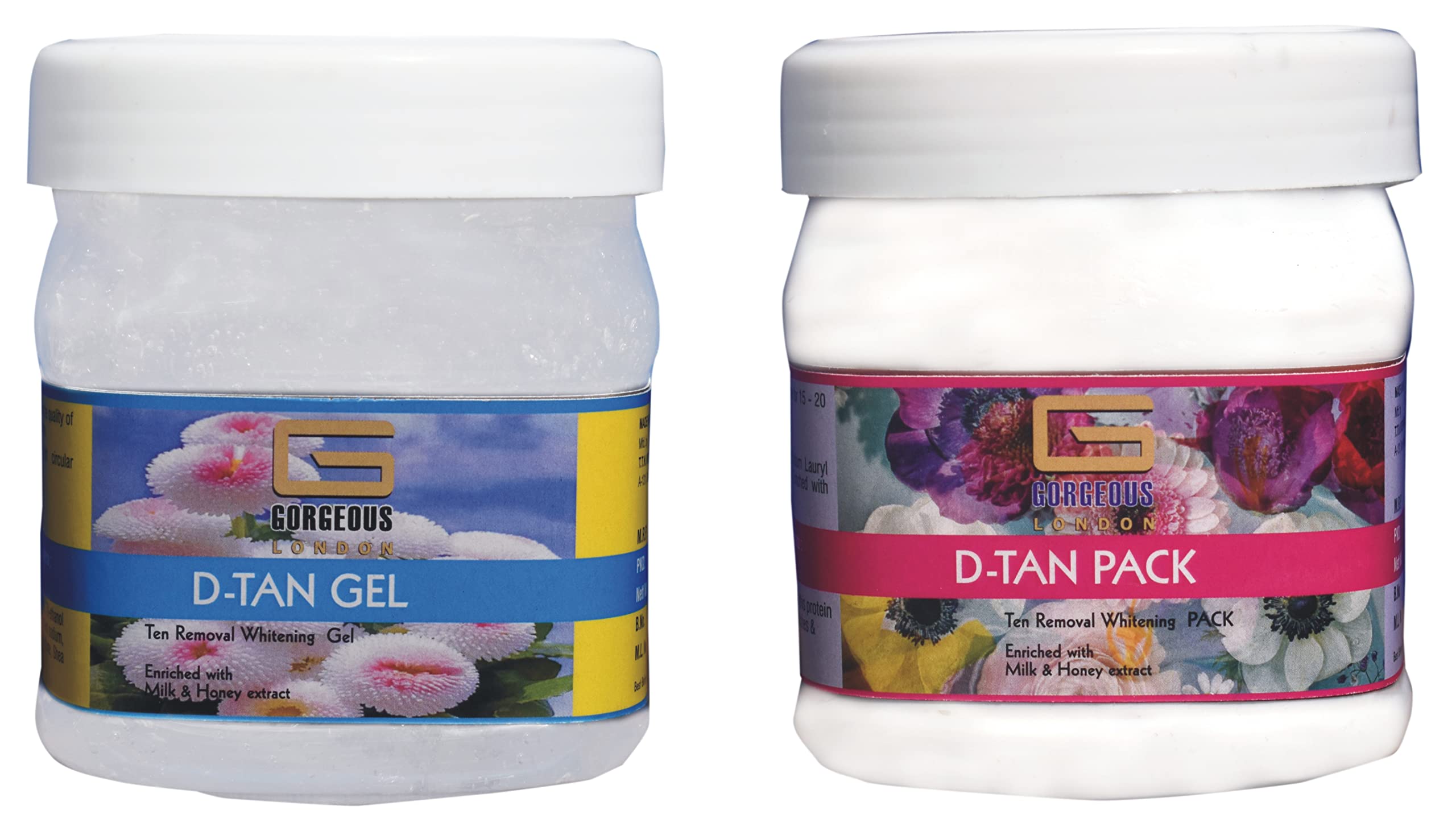 London D-Tan Gel & D-Tan Pack Combo - Brightening & Exfoliating Treatment (2 x 450ml) | For Glowing Skin & Tan Removal at Home | Face & Body Care