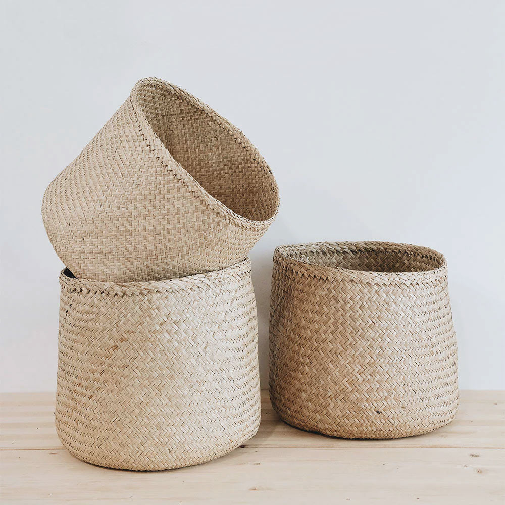 Handwoven Natural Fiber Floor Basket - Stylish Storage for Blankets, Toys & Home Decor - Perfect for Living Room, Bedroom & Nursery Organization