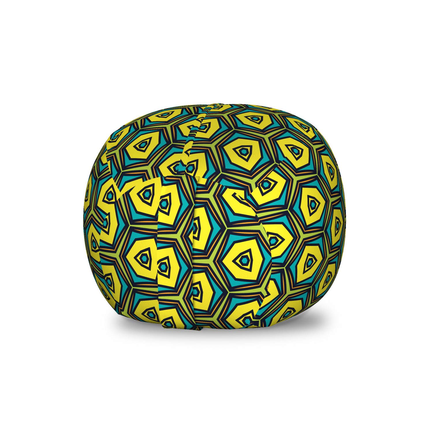 Ambesonne Hexagon Pattern Yellow and Green Toy Storage Bag Chair - Vintage Style Stuffed Animal Organizer with Washable Cover, Small Size for Kids Room - Perfect for Organizing Toys, Stuffed Animals & Kids Bedroom Decor