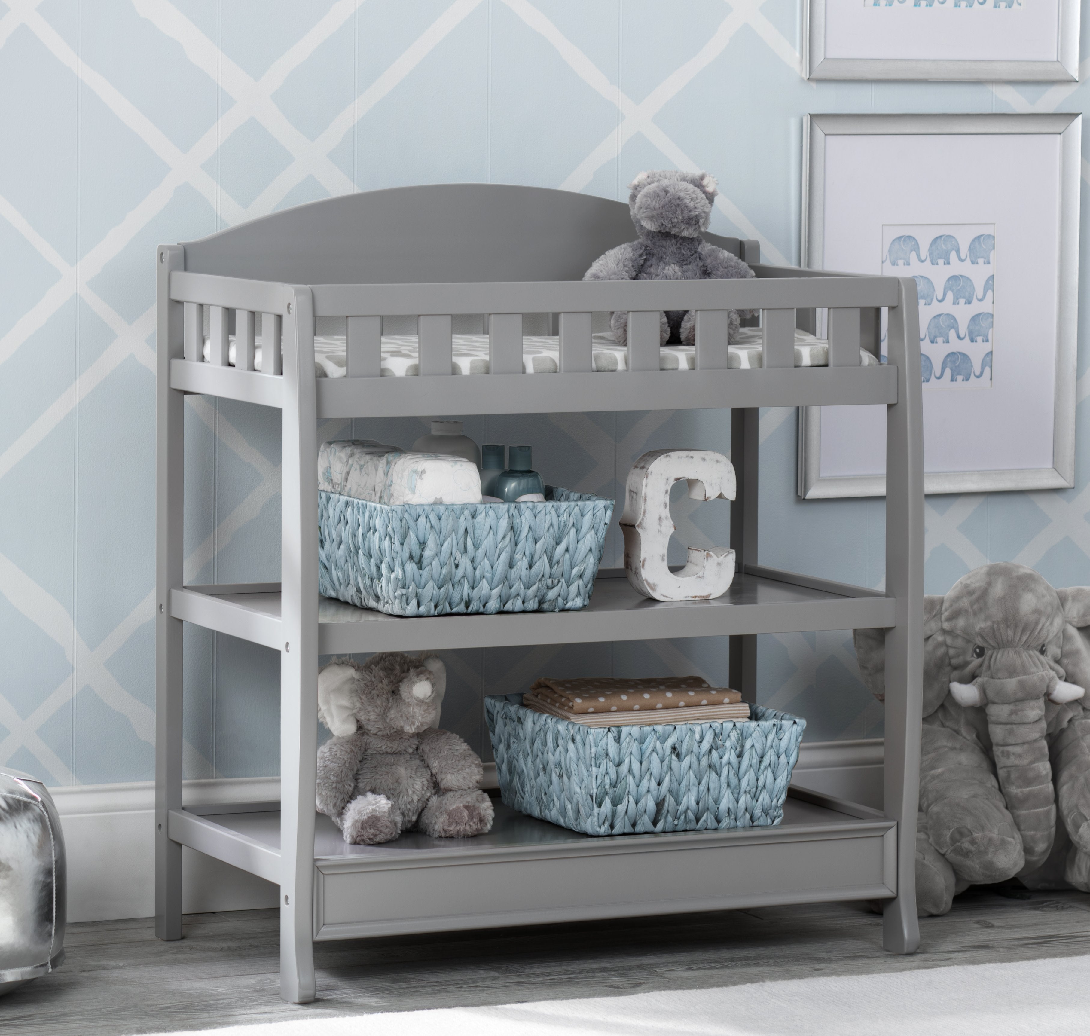 Wilmington Baby Changing Table with Soft Pad - Perfect for Nursery, Bedroom & Diaper Changing Station - Safe & Sturdy for Newborns & Toddlers