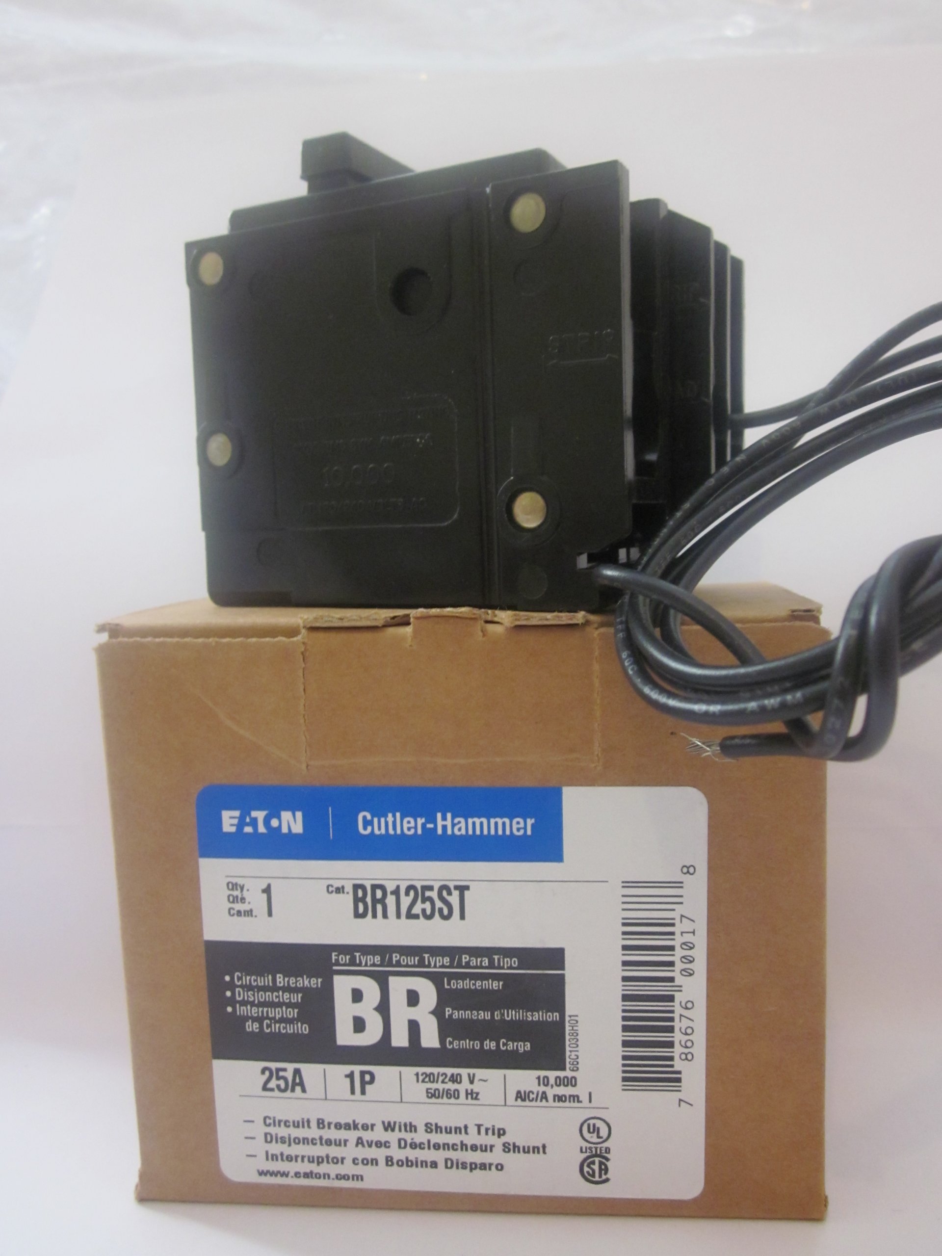 Cutler Hammer BR125ST 25-Amp 1-Pole Circuit Breaker with Shunt Trip - Compatible with BR Series Load Centers for Residential & Commercial Electrical Panels