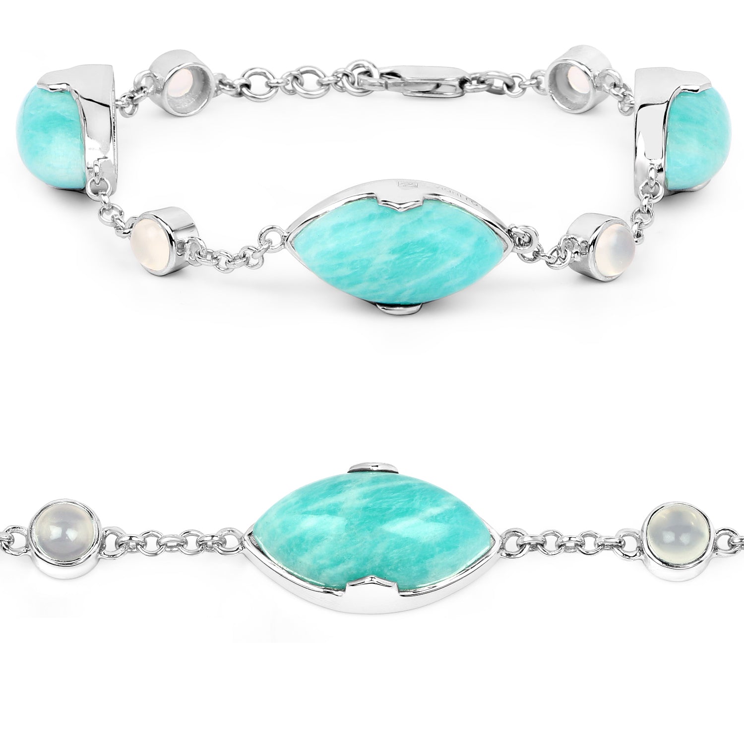 Natural Amazonite & White Agate Beaded Bracelet for Women - Healing Crystal Jewelry for Stress Relief, Meditation & Spiritual Balance