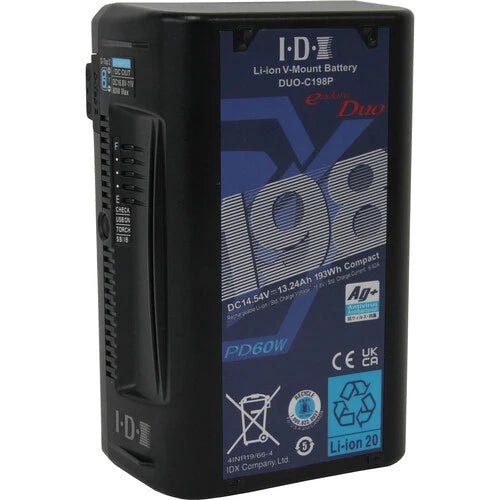 IDX System Technology DUO C198P 193Wh High Load Lithium Ion V Mount Battery for DSLR Cameras & Video Equipment - Professional Film Shooting & On-Location Power Supply