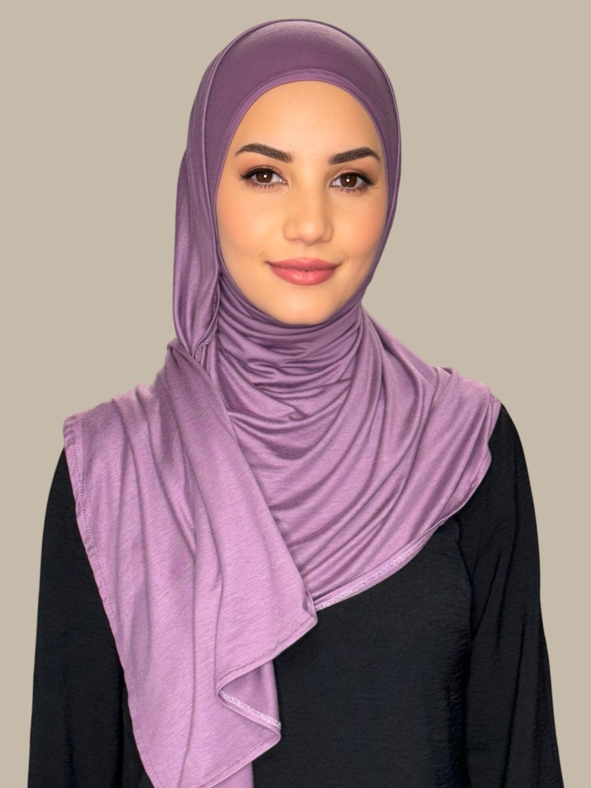 Pre-Sewn Jersey Hijab in Mauve Taupe - Soft & Comfortable Muslim Headscarf for Daily Wear & Prayer