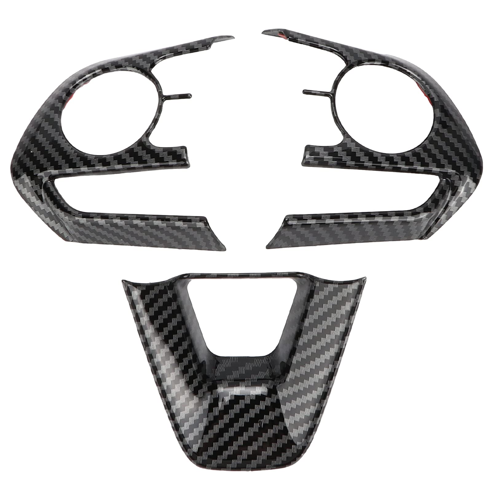 Aramox 3pcs Carbon Fiber Steering Wheel Cover Trim for Toyota RAV4 2019-2021 - Glossy Black Interior Decoration Sticker - Perfect for Car Customization & Driving Comfort Enhancement