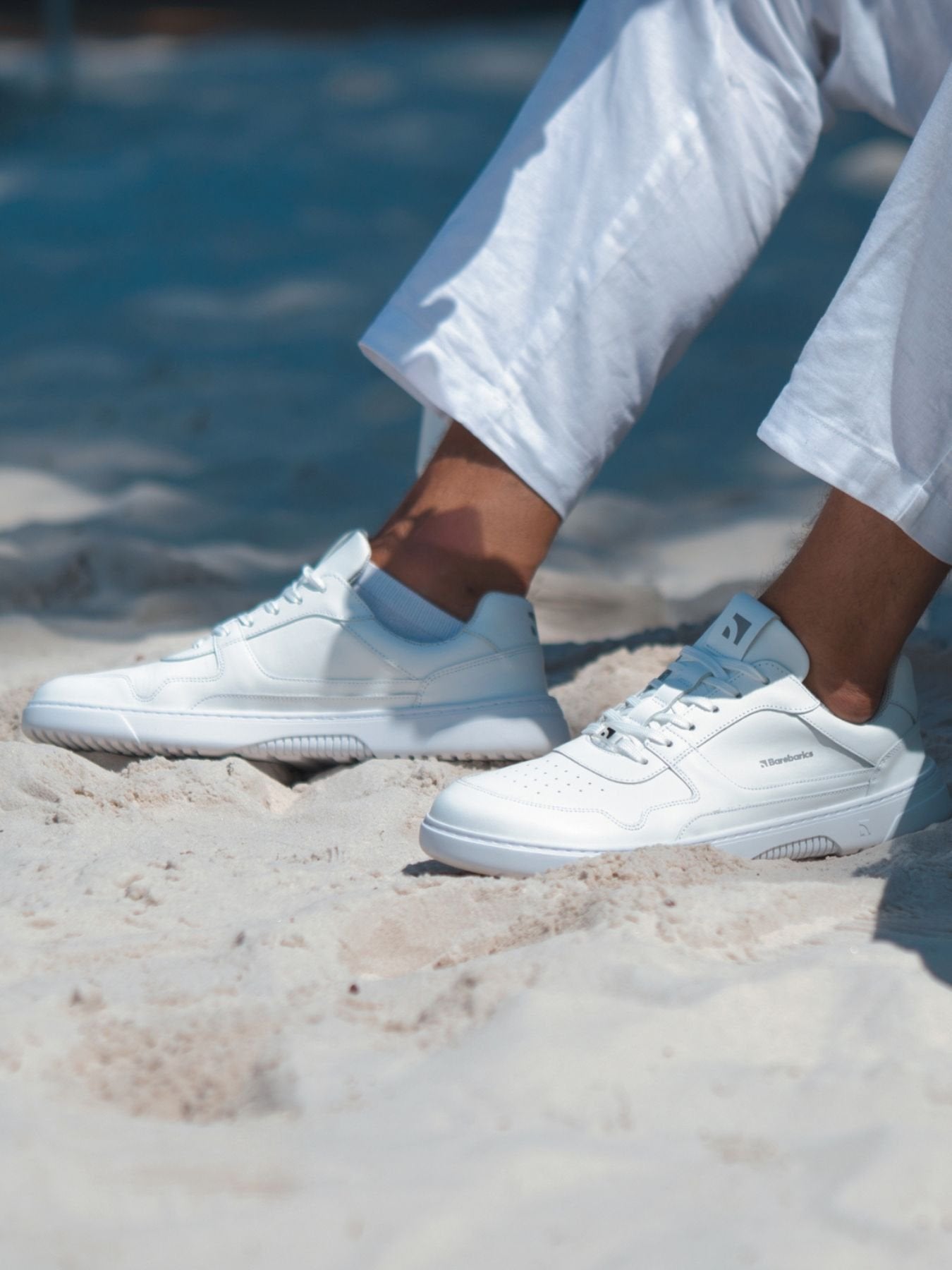 Barefoot Sneakers Barebarics Zing - All White Genuine Leather Minimalist Shoes for Men & Women | Perfect for Running, Gym & Everyday Comfort