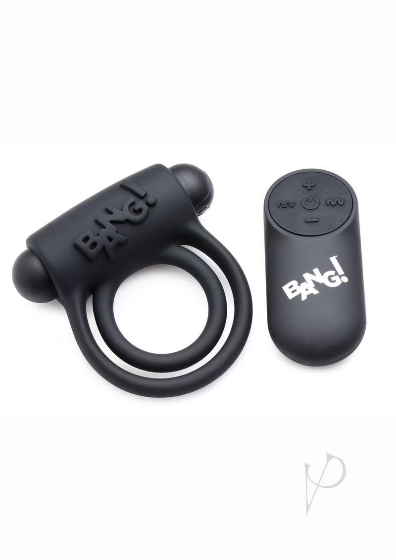 Premium Rechargeable Silicone Cock Ring & Bullet Vibrator with Remote Control - Black - Enhance Intimacy & Couples Play for Ultimate Pleasure