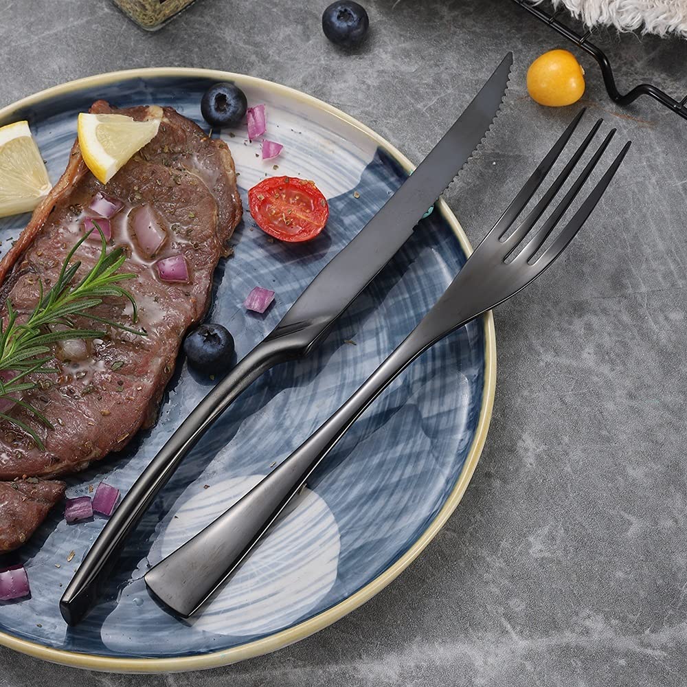 Premium 6-Piece Stainless Steel Steak Knife Set - Ultra Sharp Rose Gold Dinner Knives for Steak, Meat & BBQ - Elegant Cutlery for Restaurant, Home Dining & Gift Giving