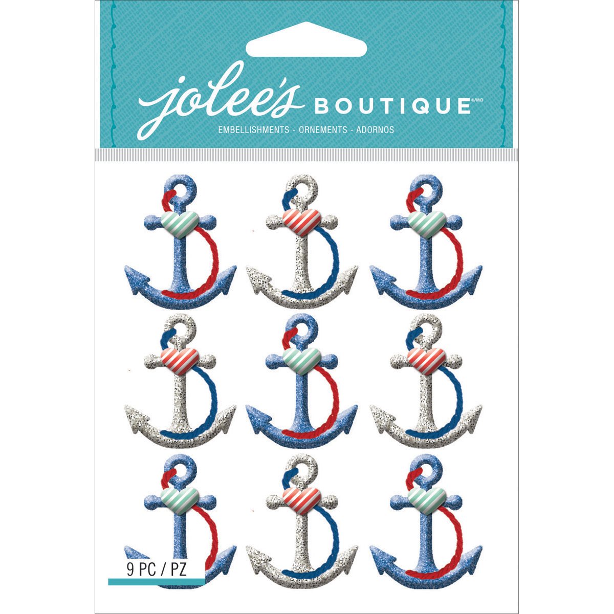 Jolees Boutique 3D Dimensional Stickers - Nautical Anchor Design for Scrapbooking, Card Making, and DIY Crafts - Perfect for Journals, Planners, and Home Decor