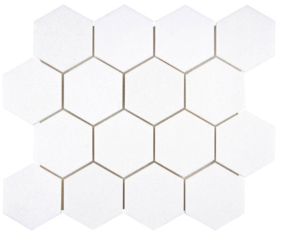 Premium White Thassos Marble 3-Inch Hexagon Mosaic Tile - Perfect for Bathroom, Kitchen Backsplash & Flooring Design