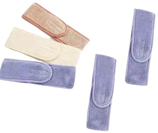 ZAUKY 5-Pack Adjustable Spa Facial Headbands with Magic Tape – Soft Hair Towel for Makeup, Face Washing, Shower & Workout – Sweat Absorbent Head Wrap for Women & Men (Multicolor) | Perfect for Skincare Routine, Gym Sessions & Home Spa Days