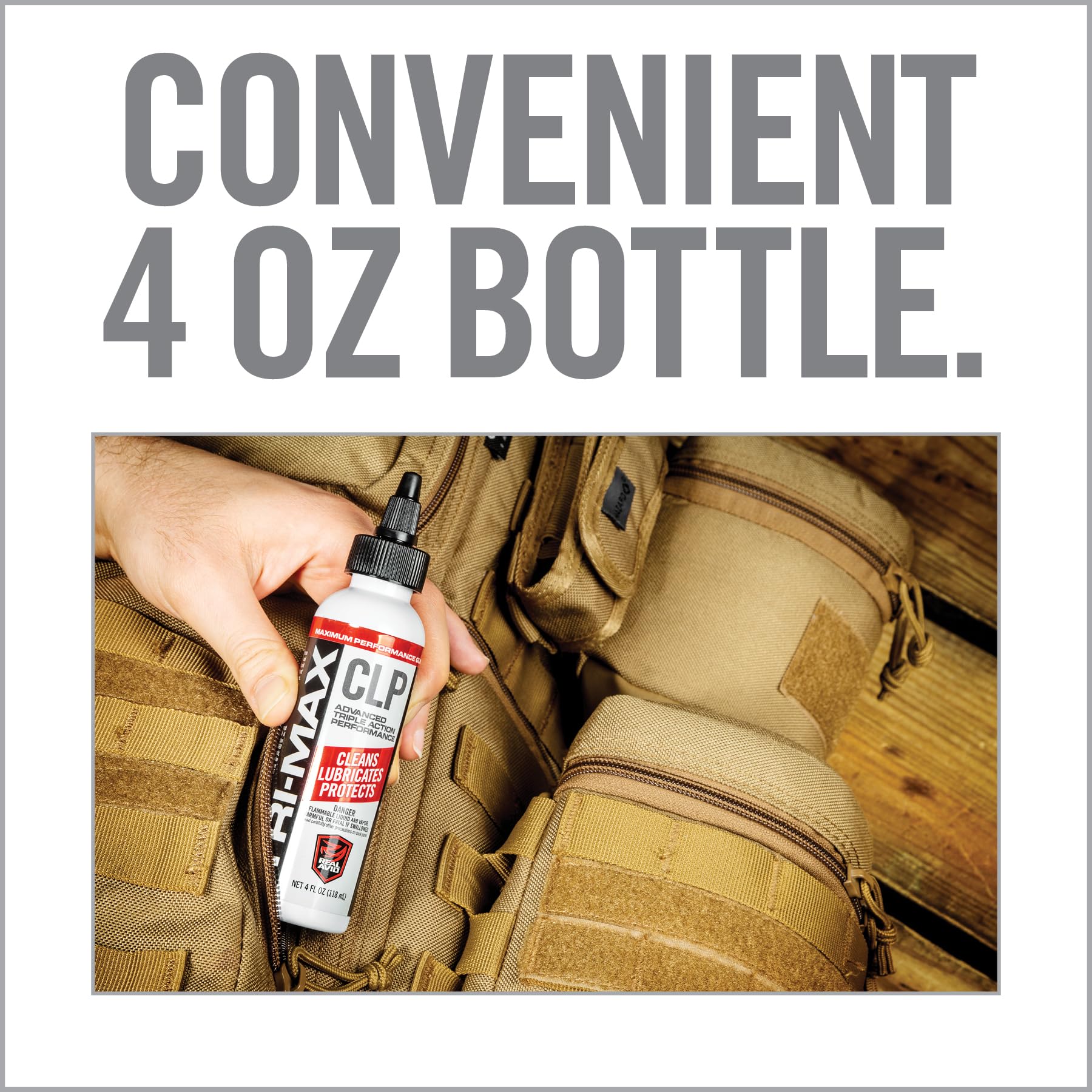 Real Avid CLP Gun Cleaner and Lubricant - 4oz Bottle | 3-in-1 Gun Oil, Cleaner & Lubricant | All-in-One Rust Protectant for Firearms | Perfect for Pistols, Rifles & Shotguns | Quick Cleaning & Protection for Shooting Range & Hunting