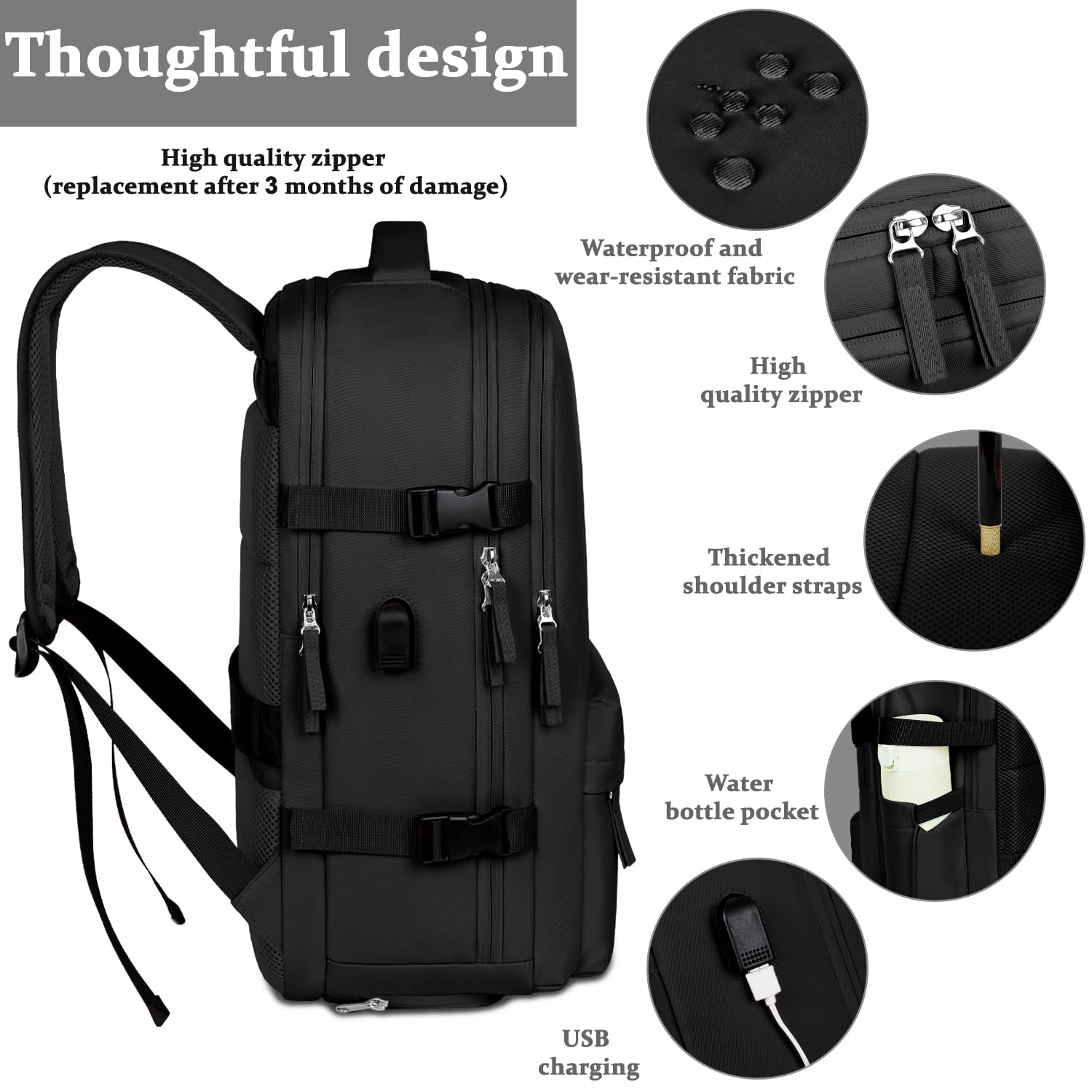 Women's Travel Laptop Backpack - Airline Approved Carry On with Shoe Compartment for Work & Gym