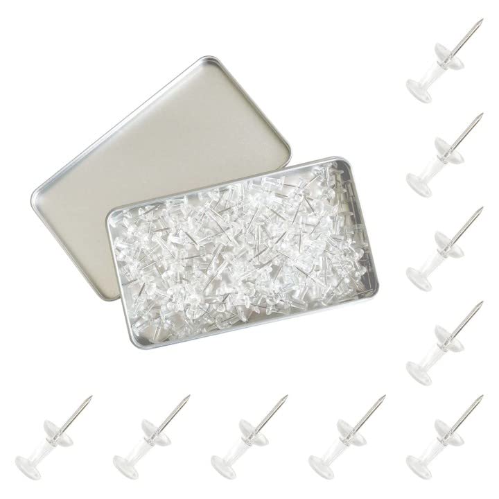 140 Pcs Clear Push Pins with Steel Points - Office & Bulletin Board Supplies